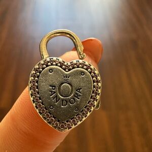 Pandora Heart Lock Charm with Lavender Stones